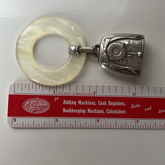 Antique Webster Sterling Silver Birth Record Baby Rattle Teething Ring - Picture 11 of 14